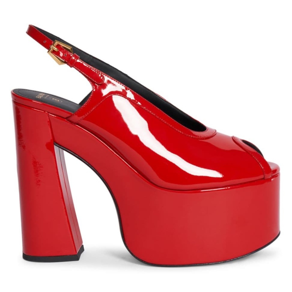 Balmain Cam Patent Leather Platform Sandals Red Women’s Size EU 36/US 6